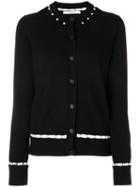 Givenchy - Faux Pearl Trim Cardigan - Women - Silk/cashmere/wool - L, Black, Silk/cashmere/wool