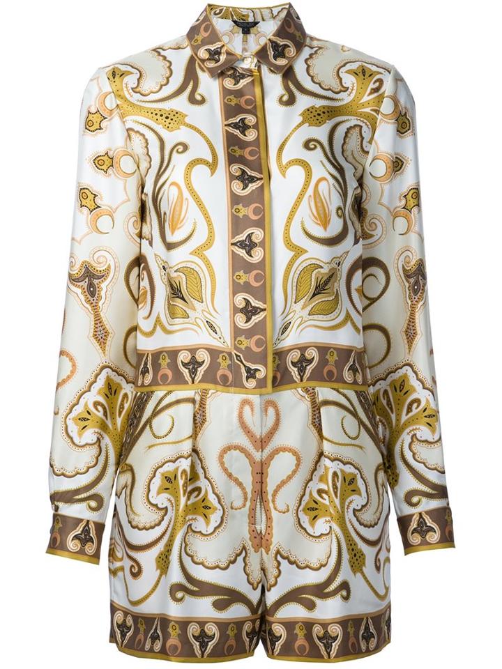 Rachel Zoe Printed Silk Playsuit