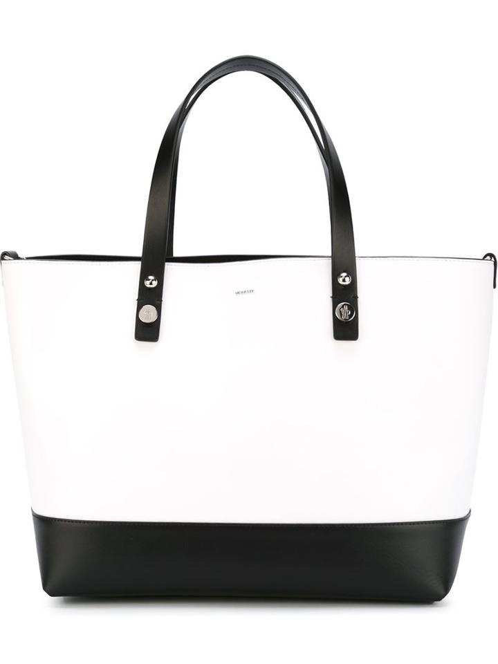 Moncler Colour Block Shopper Tote, Women's, White, Calf Leather