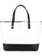 Moncler Colour Block Shopper Tote, Women's, White, Calf Leather