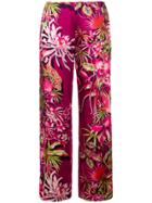 Kenzo Vintage Floral Print Straight Trousers - Pink & Purple