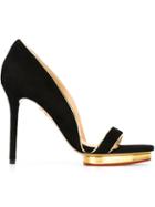 Charlotte Olympia Christine Sandals, Women's, Size: 36, Black, Calf Suede/leather