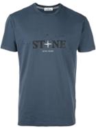 Stone Island Logo Print T-shirt, Men's, Size: Small, Blue, Cotton