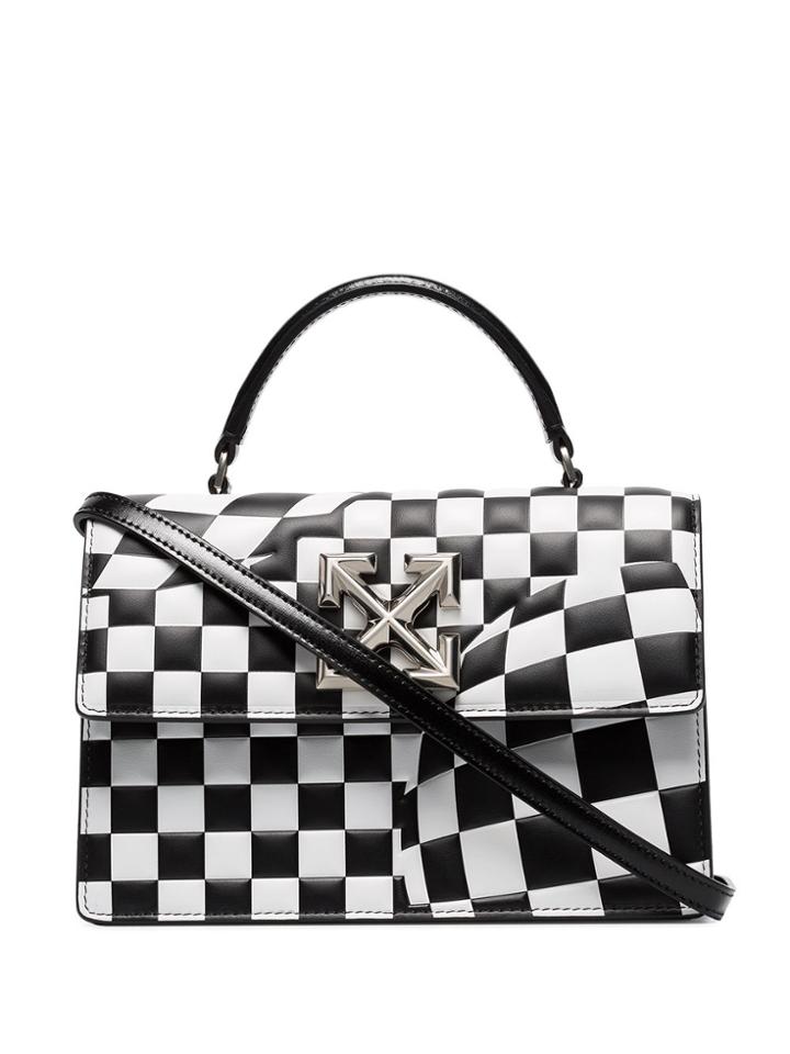 Off-white Jitney 1.4 Checked Tote Bag - Black