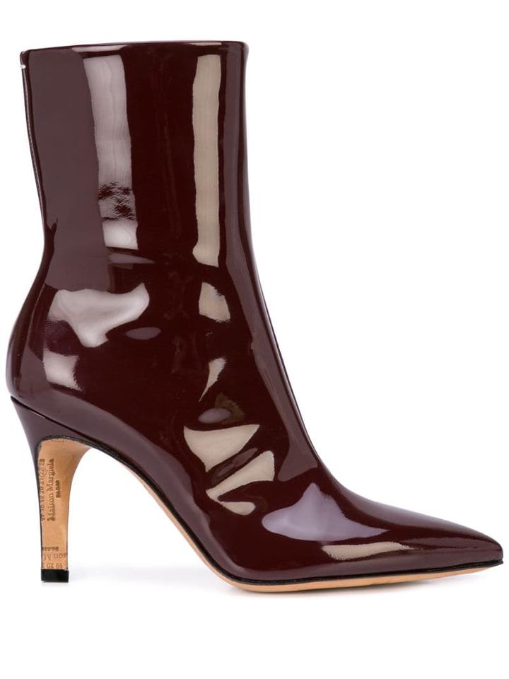 Maison Margiela Pointed-toe Ankle Boots - Burgundy