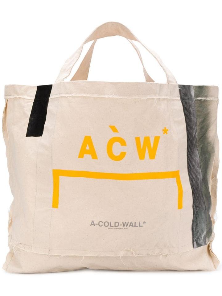 A-cold-wall* Logo Print Oversized Tote - Neutrals