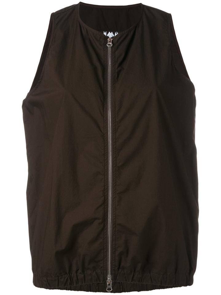 Labo Art Zip-up Lightweight Gilet - Brown