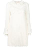 Philosophy Di Lorenzo Serafini - Pleated Flower Dress - Women - Polyester/cotton/polyamide - 42, Nude/neutrals, Polyester/cotton/polyamide