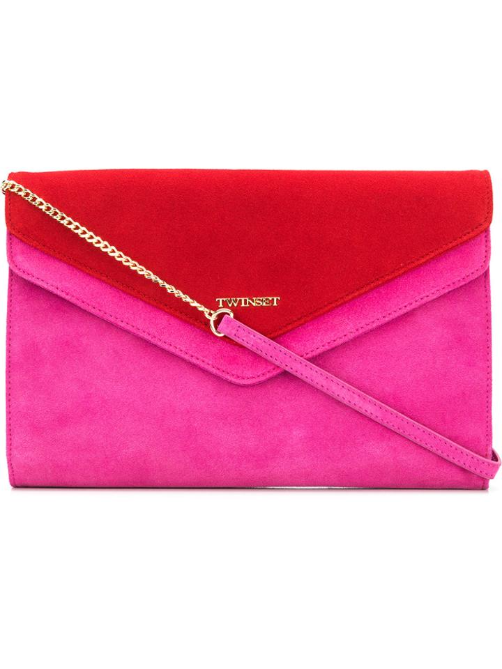 Twin-set Contrast Clutch Bag - Pink & Purple