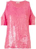 P.a.r.o.s.h. Cold Shoulder Sequin Top, Women's, Size: Xs, Pink/purple, Viscose/pvc