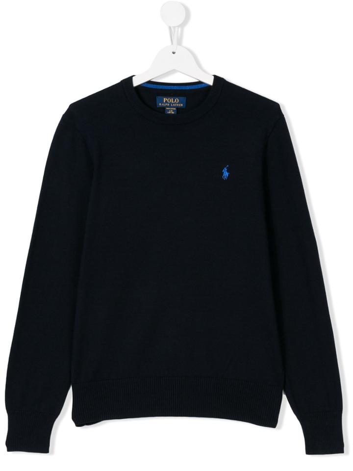 Ralph Lauren Kids Embroidered Logo Jumper - Blue