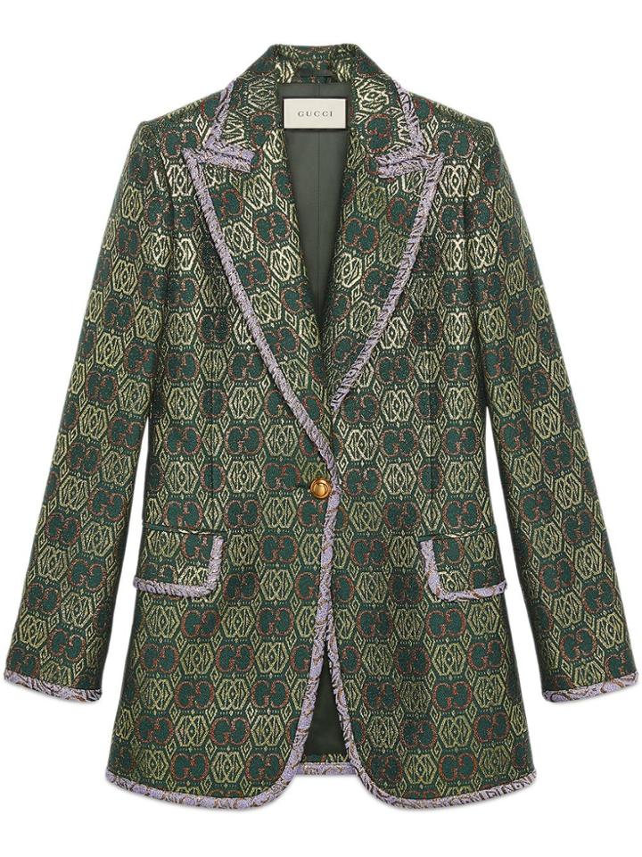 Gucci Gg Art Deco Floral Jacket - Green