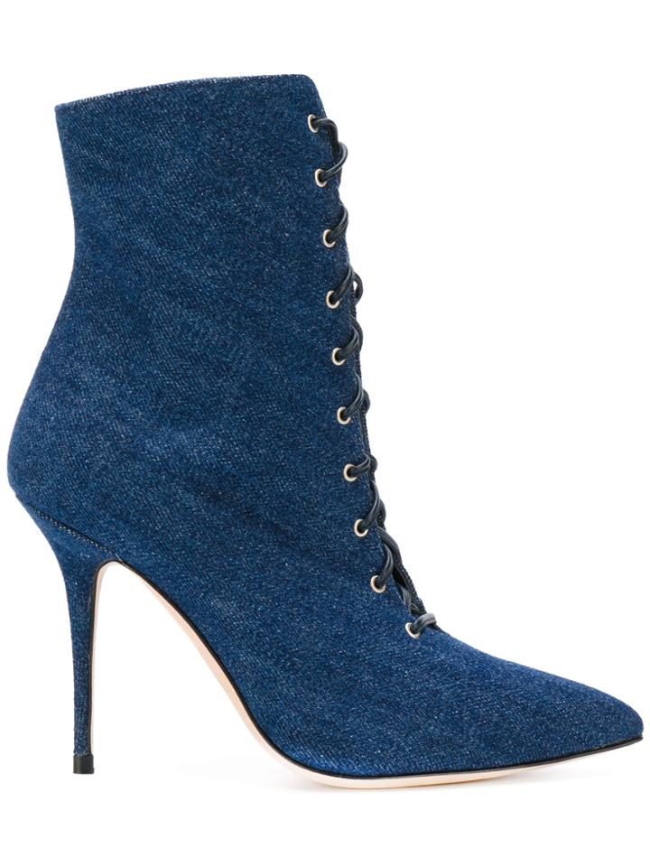 Manolo Blahnik Dancehall Cowgirl Denim - Blue