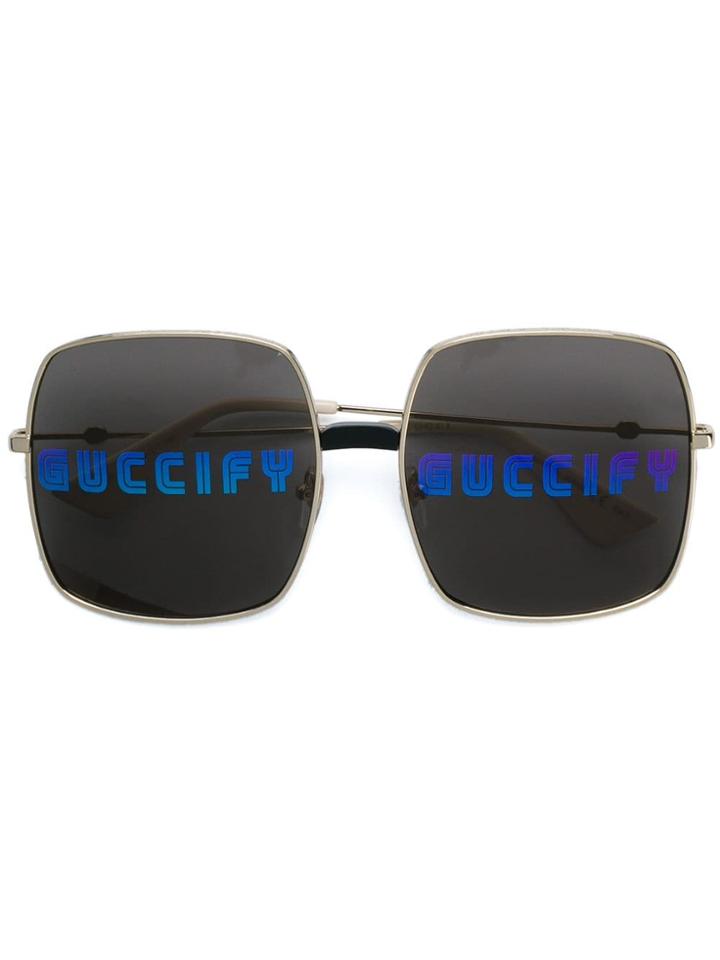 Gucci Eyewear Guccify Print Sunglasses - Metallic