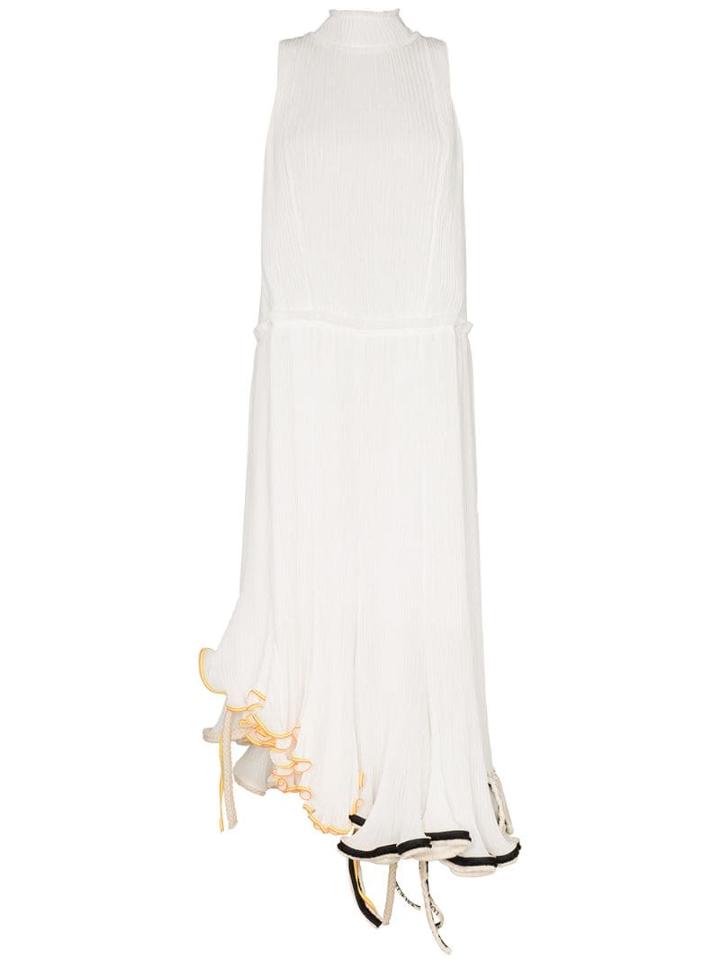 Loewe Jellyfish Curled-hem Plissé Dress - White