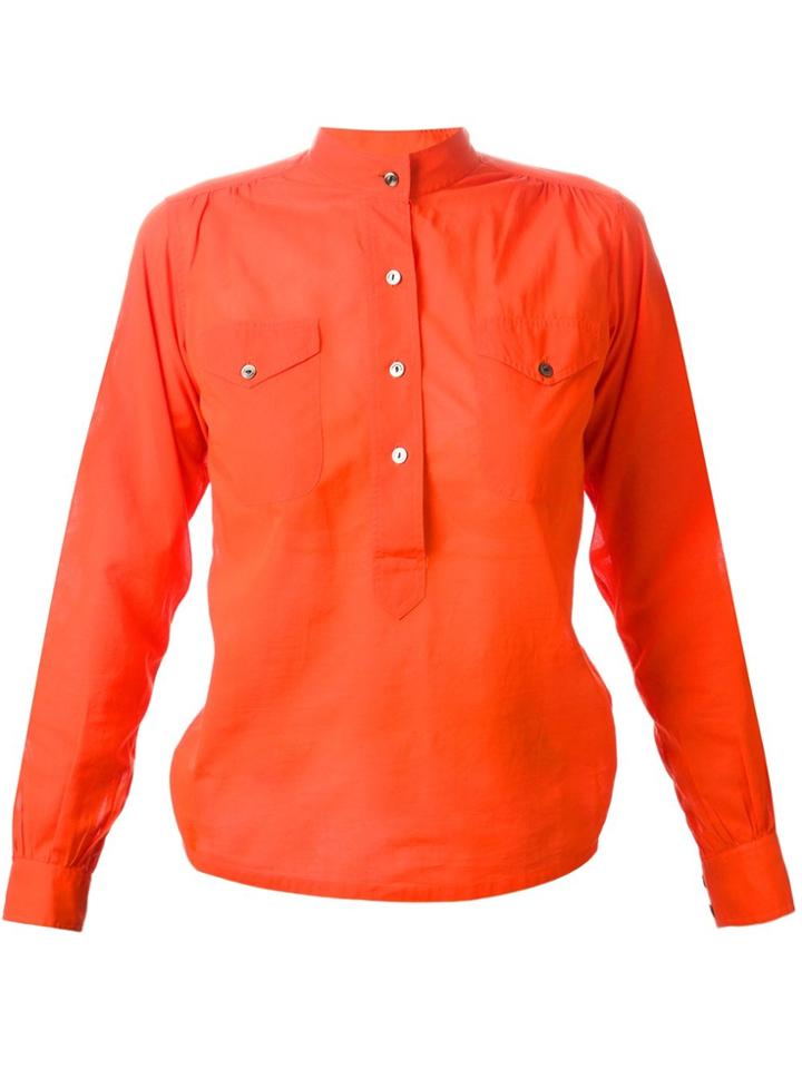 Yves Saint Laurent Vintage Mandarin Neck Shirt - Yellow & Orange