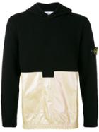 Stone Island Contrasting Panel Hoodie - Black
