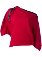 Issey Miyake - Cut-out Detail Top - Women - Triacetate/polyester - 2, Red, Triacetate/polyester