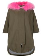 Ava Adore Three-quarters Sleeve Hooded Coat, Women's, Size: 42, Green, Cotton/spandex/elastane/raccoon Dog