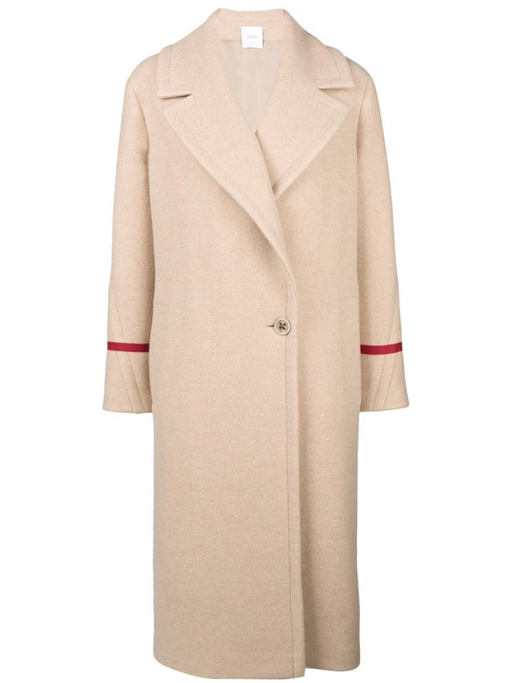 Agnona Contrasting Strap Single Breasted Coat - Neutrals