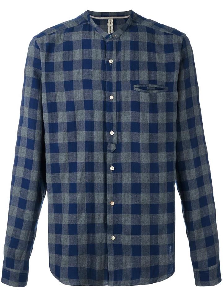 Dnl Band Collar Checked Shirt