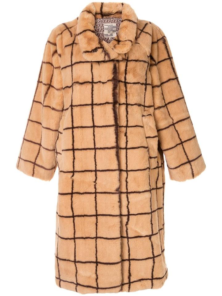 Baum Und Pferdgarten Demetria Checked Faux Fur Coat - Brown