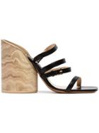 Jacquemus 105 Leather Block Heel Sandals - Black