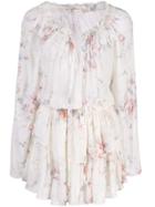 Love Shack Fancy Floral Print Mini Dress - White