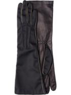 Prada Long Nylon And Leather Gloves - Black