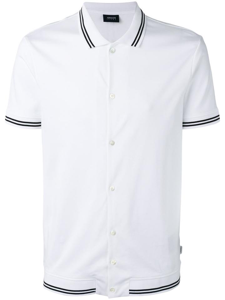 Armani Jeans Stripe-detail Polo Shirt, Men's, Size: Xl, White, Cotton