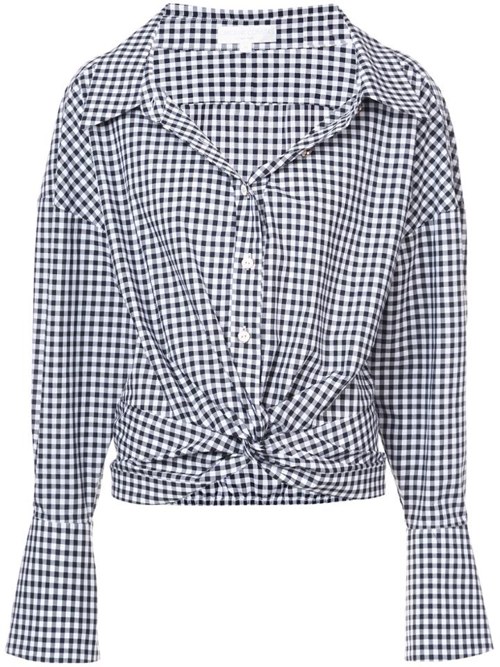 Caroline Constas Checked Twisted Shirt - Black