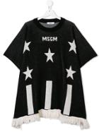 Msgm Kids Teen Knitted Fringed Logo Top - Black