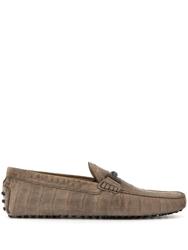 Tod's Crocodile Effect Loafers - Grey