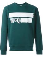 Mcq Alexander Mcqueen Stripe Logo Print Sweatshirt, Men's, Size: Medium, Green, Cotton