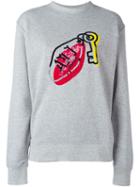 Au Jour Le Jour Sequined Keychain Logo Sweatshirt, Women's, Size: 40, Grey, Cotton/pvc