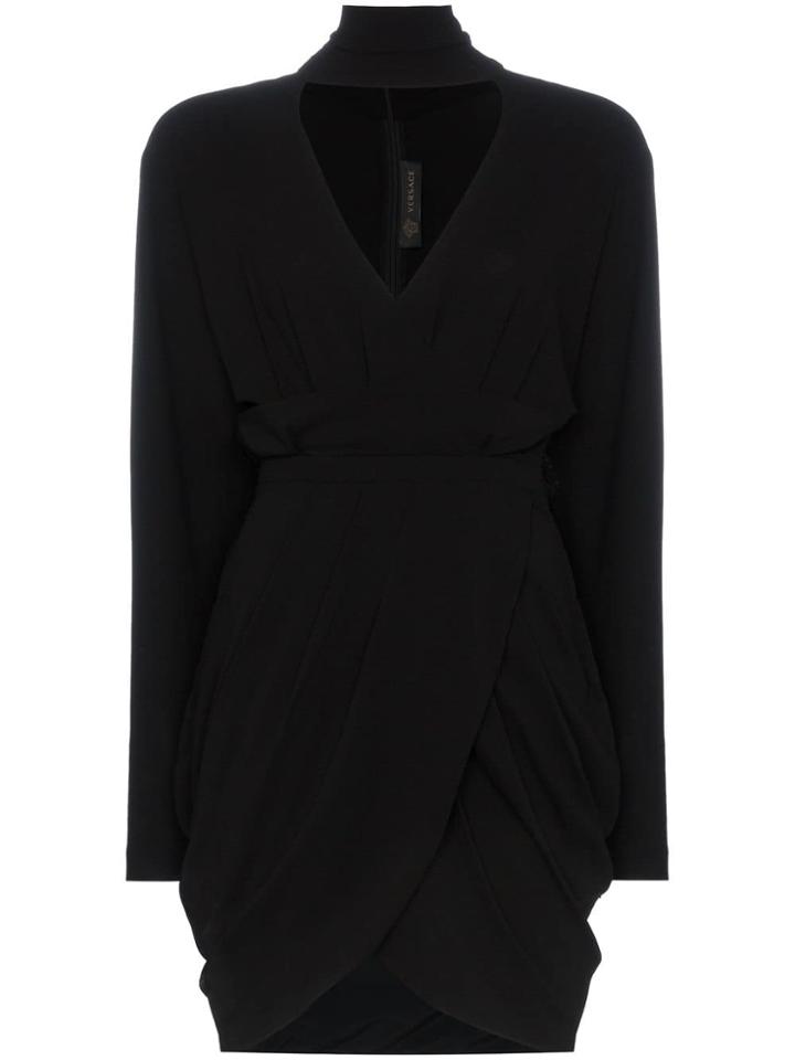 Versace Vers Ls Vn Drs Mni Wrp W Trtl Nk Dtl - Black