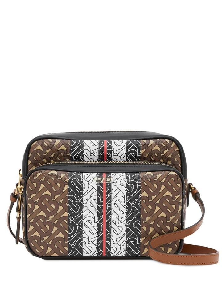 Burberry Medium Monogram Stripe E-canvas Camera Bag - Brown