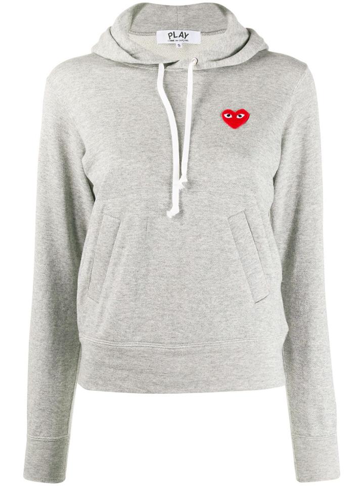 Comme Des Garçons Play Slim Fit Logo Hoodie - Grey