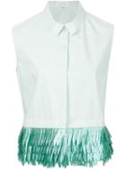 Delpozo Fringed Sleeveless Shirt, Women's, Size: 38, Green, Cotton