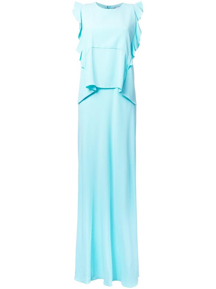 Carven Long Length Ruffle Dress - Green