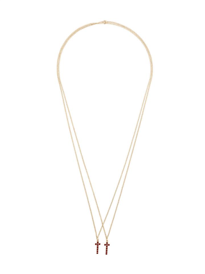 Dsquared2 Cross Pendant Double Necklace - Metallic