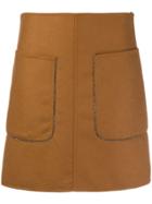 Nº21 Embellished Pocked A-line Skirt - Brown
