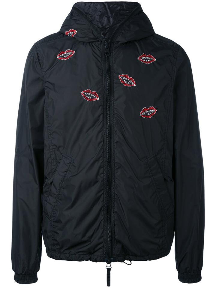 Duvetica - Jimi Roos X Duvetica Kiss Embroidery Kway Jacket - Men - Feather Down/polyamide/polyurethane - 50, Black, Feather Down/polyamide/polyurethane