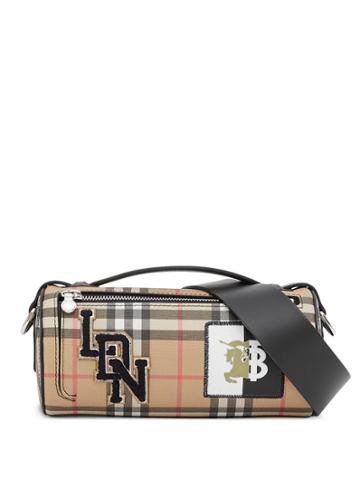 Burberry Vintage Check E-canvas And Leather Mini Bag - Neutrals