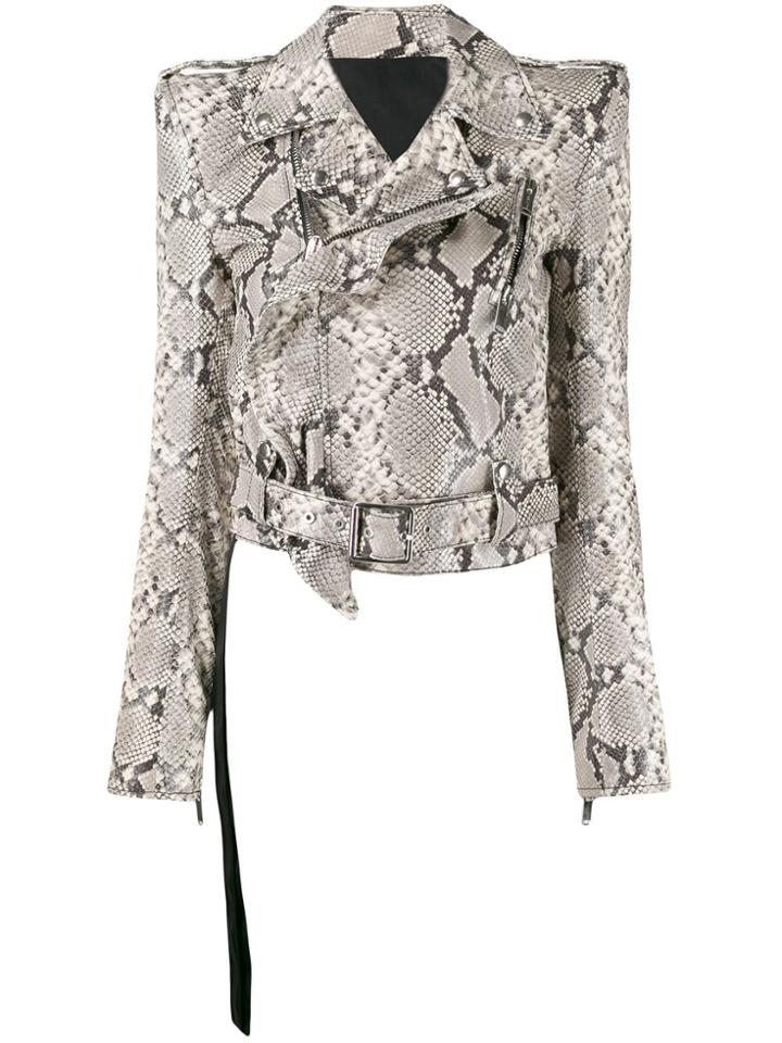 Unravel Project Snake Print Biker Jacket - Grey