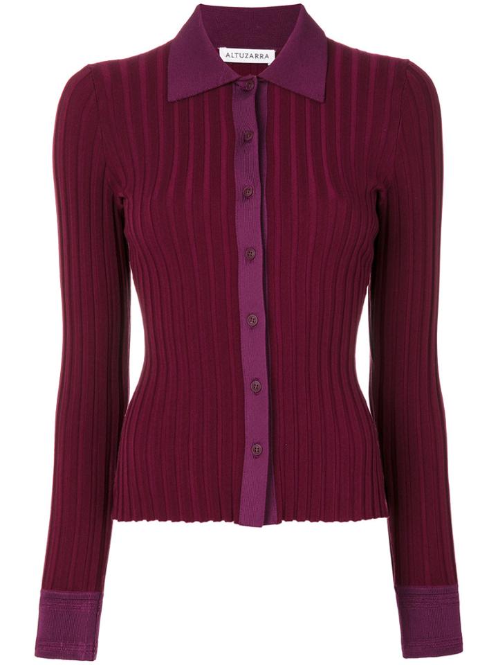 Altuzarra Shirt-style Fitted Cardigan - Pink & Purple