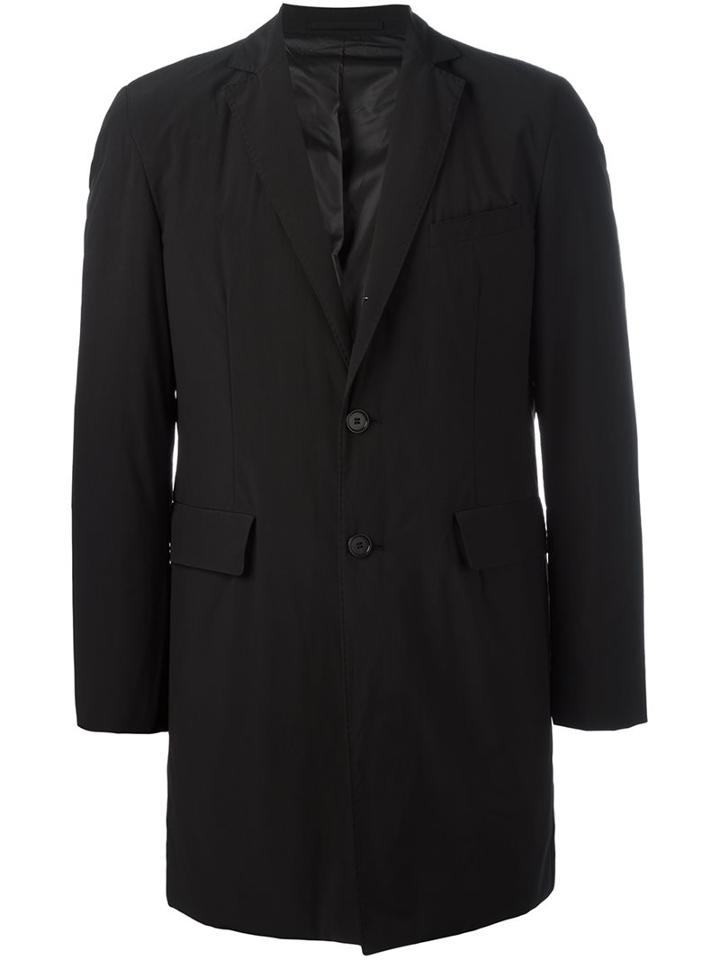 Aspesi Single Breasted Midi Coat, Men's, Size: Xxl, Black, Polyester/polyamide
