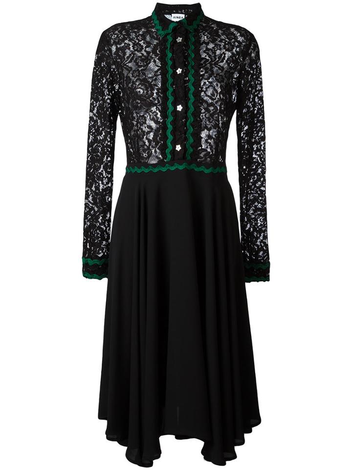 Ainea Lace Trim Dress, Women's, Size: 40, Black, Cotton/polyamide/viscose
