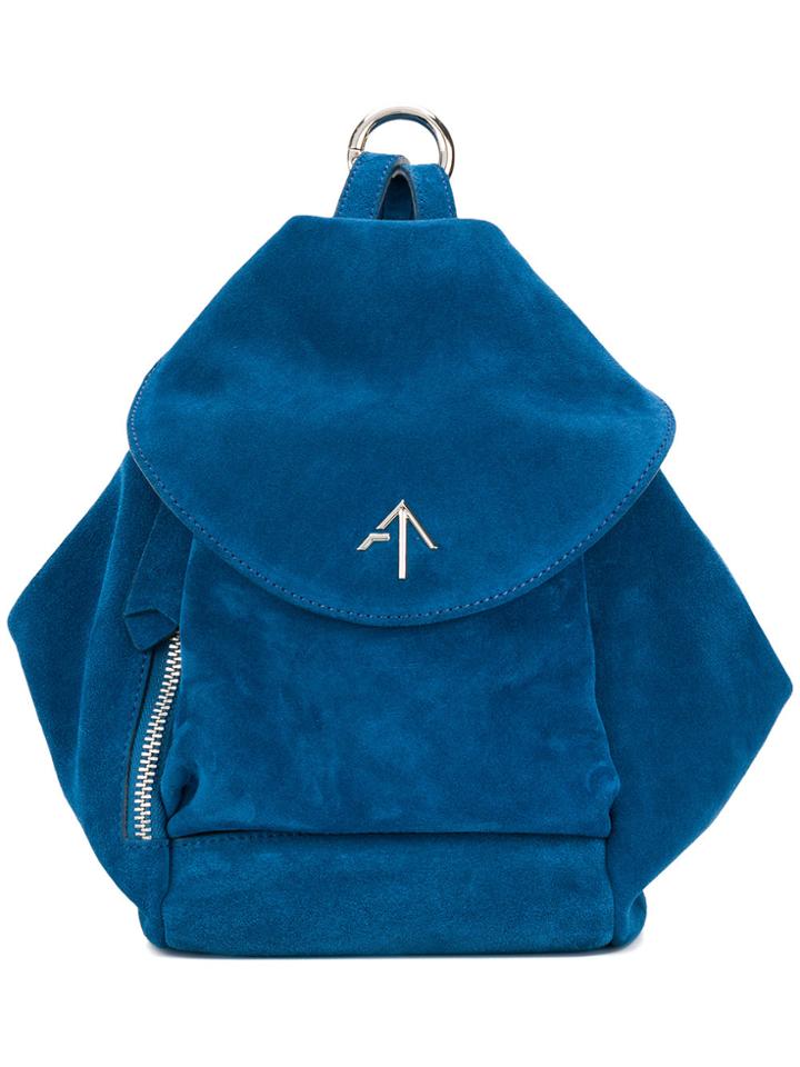 Manu Atelier Trapeze Shape Shoulder Bag - Blue