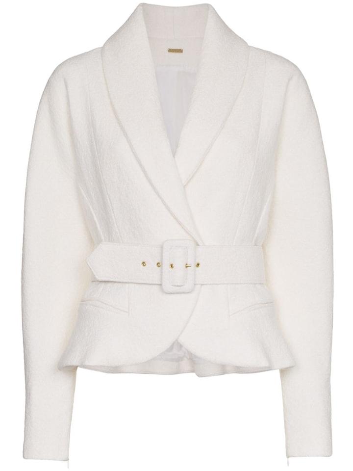 Cult Gaia Vida Belted Wool Blend Jacket - White